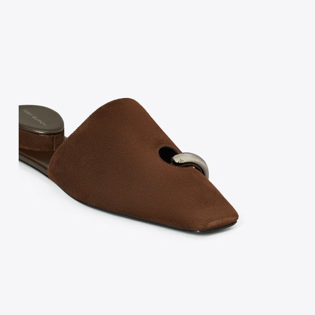 Tory Burch Pierced Mule DARK COCOA / SILVER