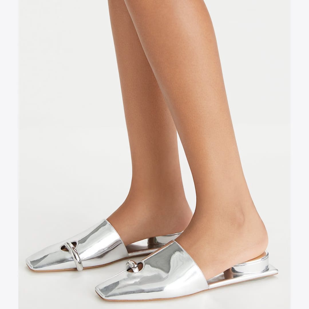 Tory Burch Pierced Mule PLATINUM