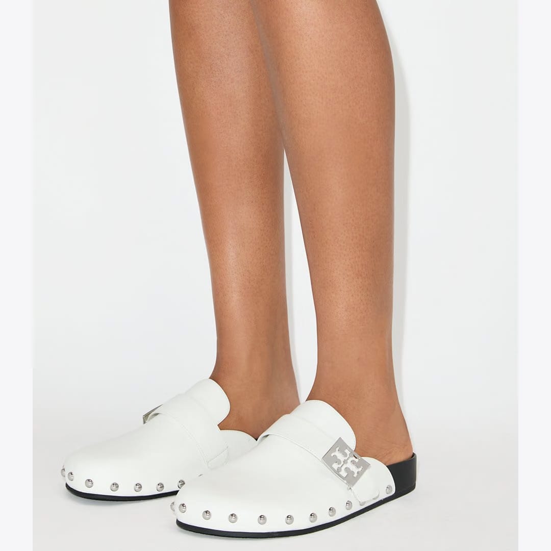 Tory Burch Mellow Studded Mule WHITE / SILVER