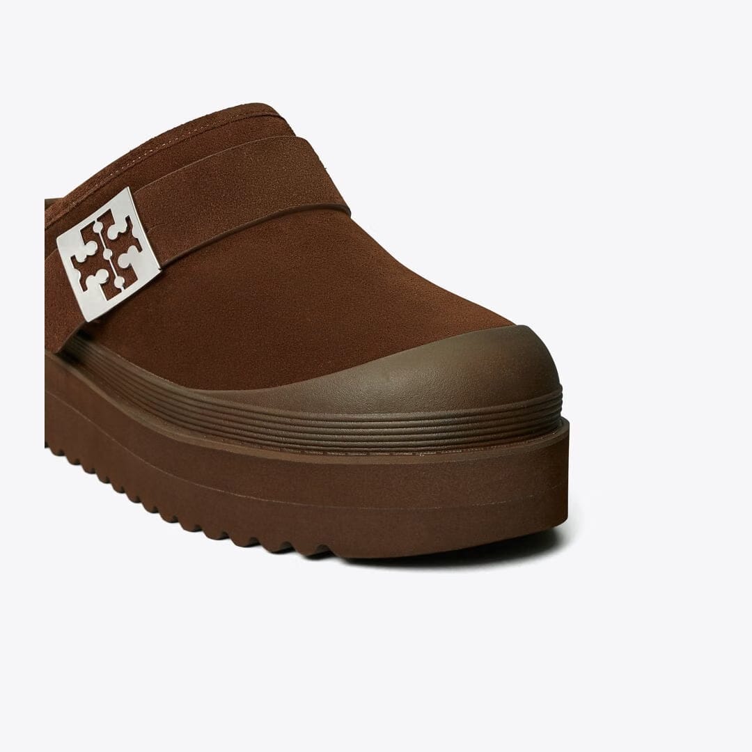Tory Burch Mellow Shearling Platform Mule DARK COCOA / SILVER