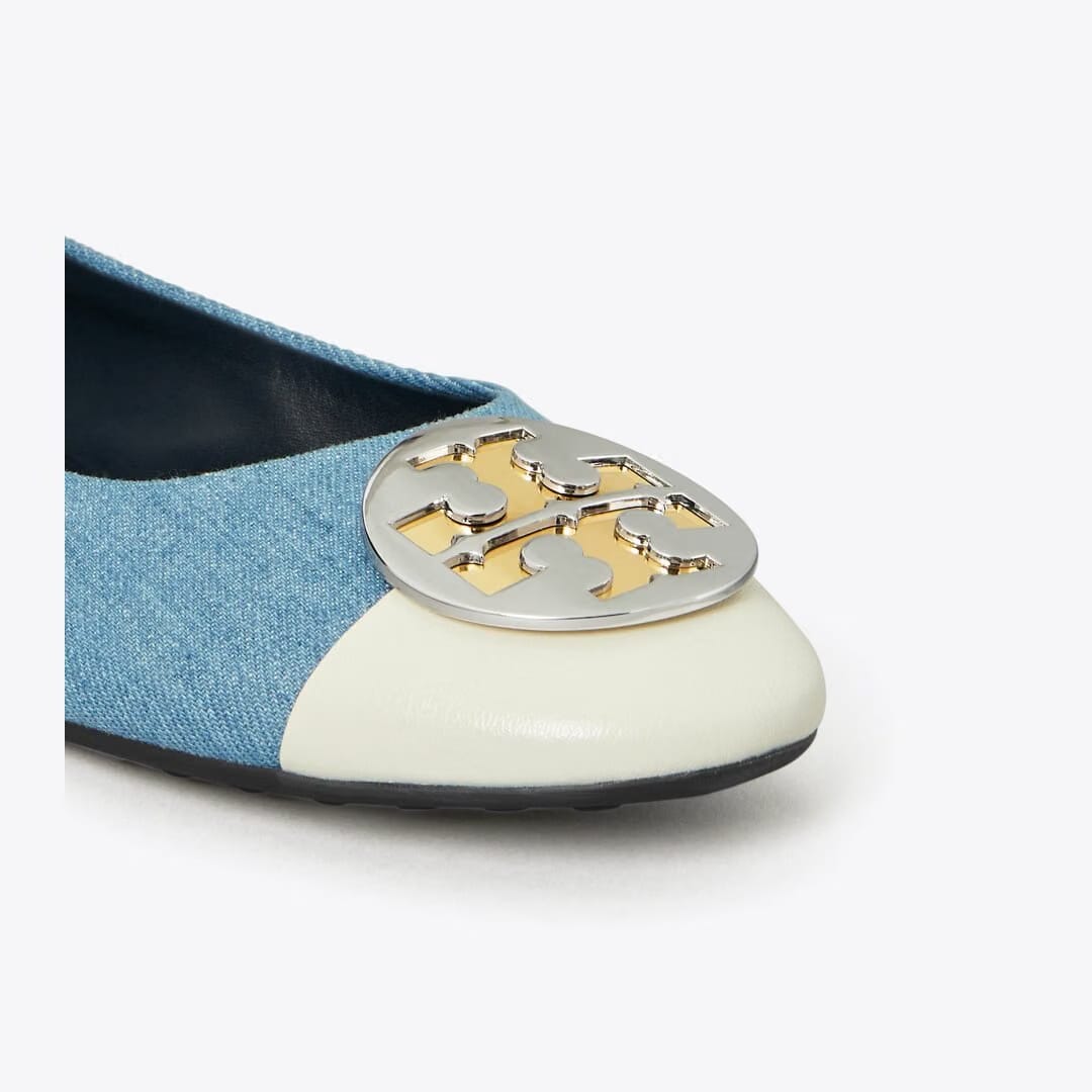 Tory Burch Claire Cap-Toe Ballet JEANS / BLANC