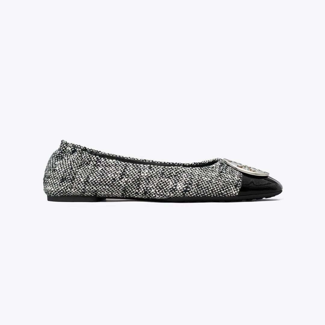 Tory Burch Claire Cap-Toe Ballet PERFECT BLACK / NEW IVORY