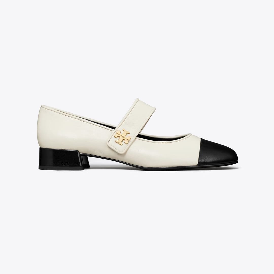 Tory Burch Cap-Toe Mary Jane LIGHT CREAM / PERFECT BLACK