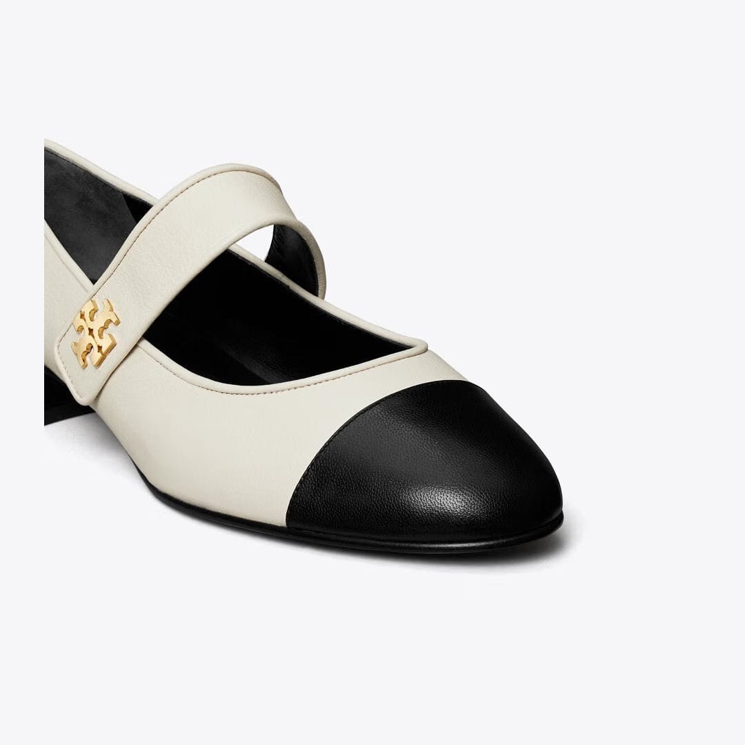 Tory Burch Cap-Toe Mary Jane LIGHT CREAM / PERFECT BLACK