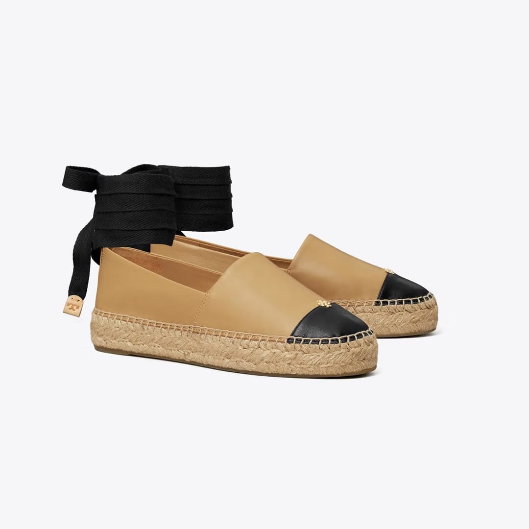 Tory Burch Cap-Toe Espadrille GINGER SHORTBREAD / PERFECT BLACK