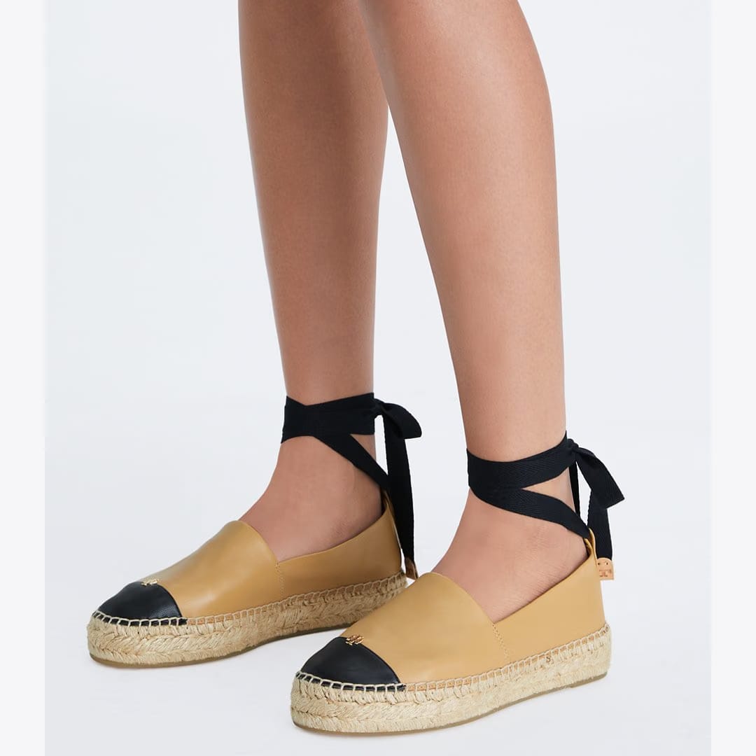 Tory Burch Cap-Toe Espadrille GINGER SHORTBREAD / PERFECT BLACK