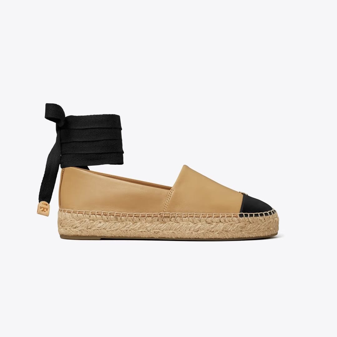 Tory Burch Cap-Toe Espadrille GINGER SHORTBREAD / PERFECT BLACK