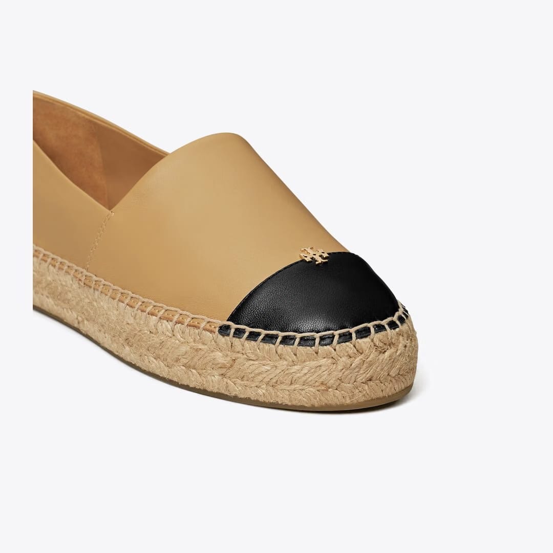 Tory Burch Cap-Toe Espadrille GINGER SHORTBREAD / PERFECT BLACK