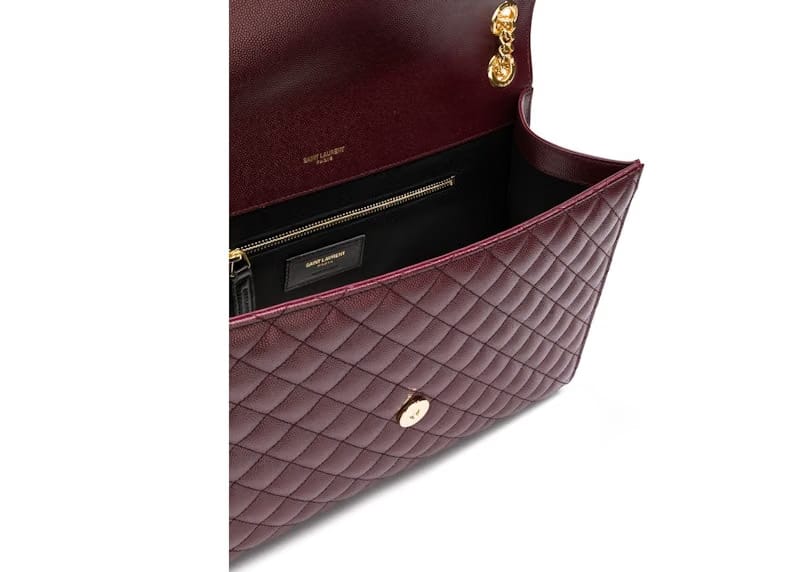 Saint Laurent Envelope Grain de Poudre Medium Burgundy