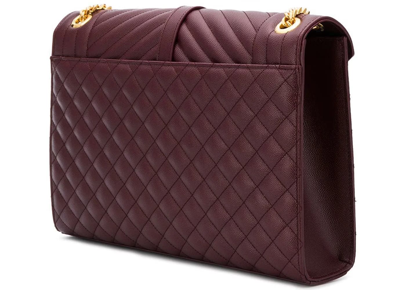 Saint Laurent Envelope Grain de Poudre Medium Burgundy