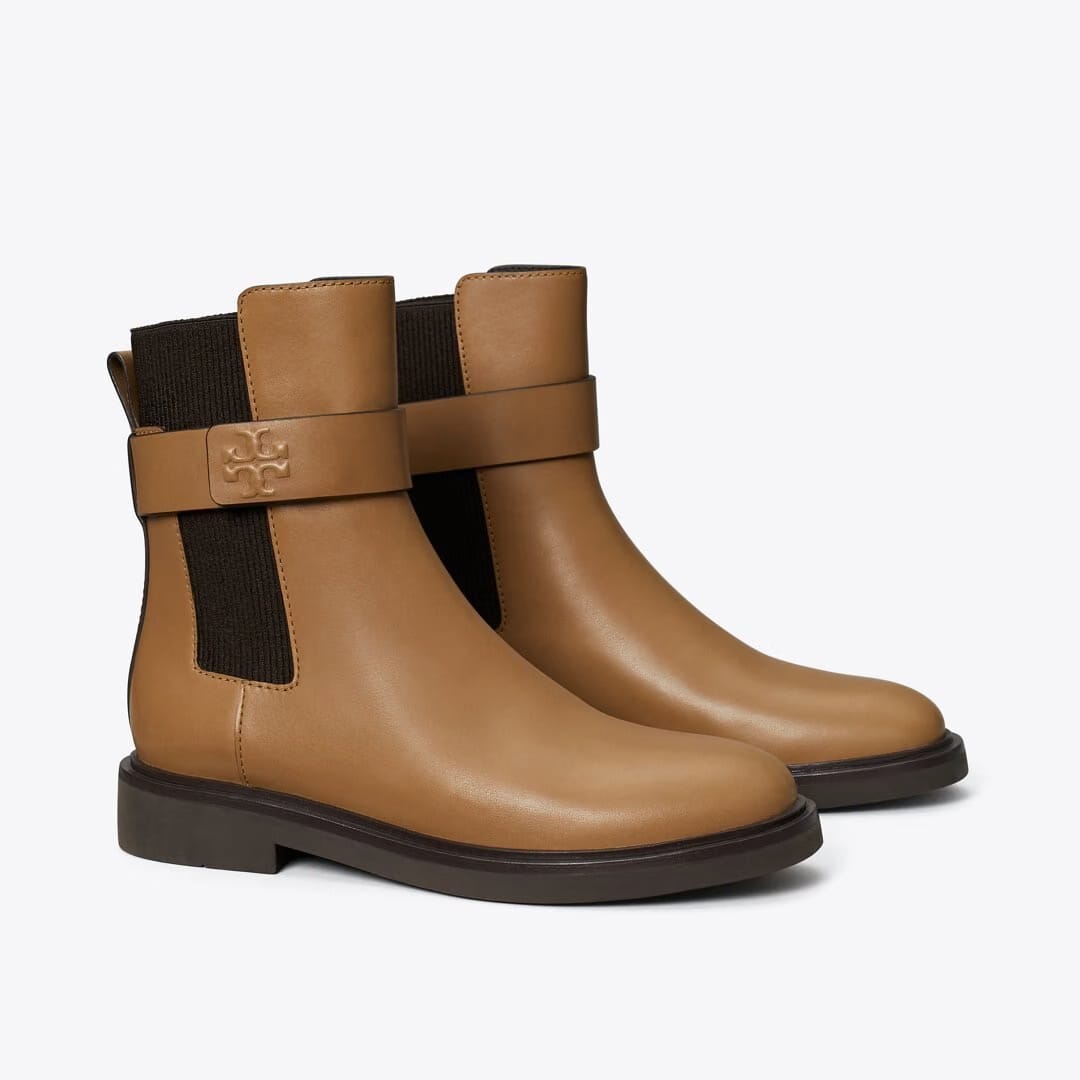 Tory Burch Double T Chelsea Boot ALMOND FLOUR / COCO