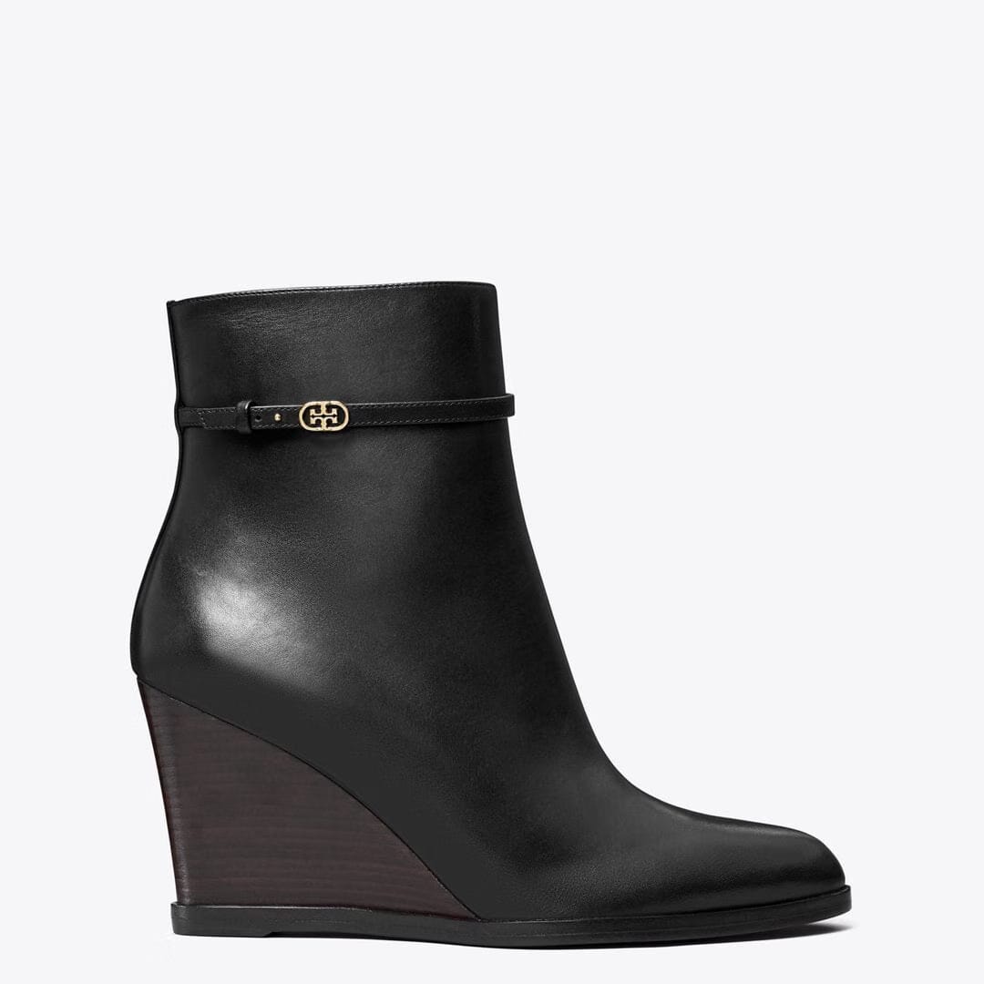Tory Burch Double T Buckle Wedge Boot PERFECT BLACK