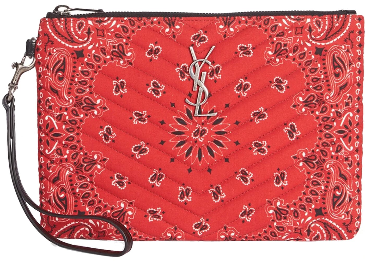 Saint Laurent Bandana Wristlet Pouch Red