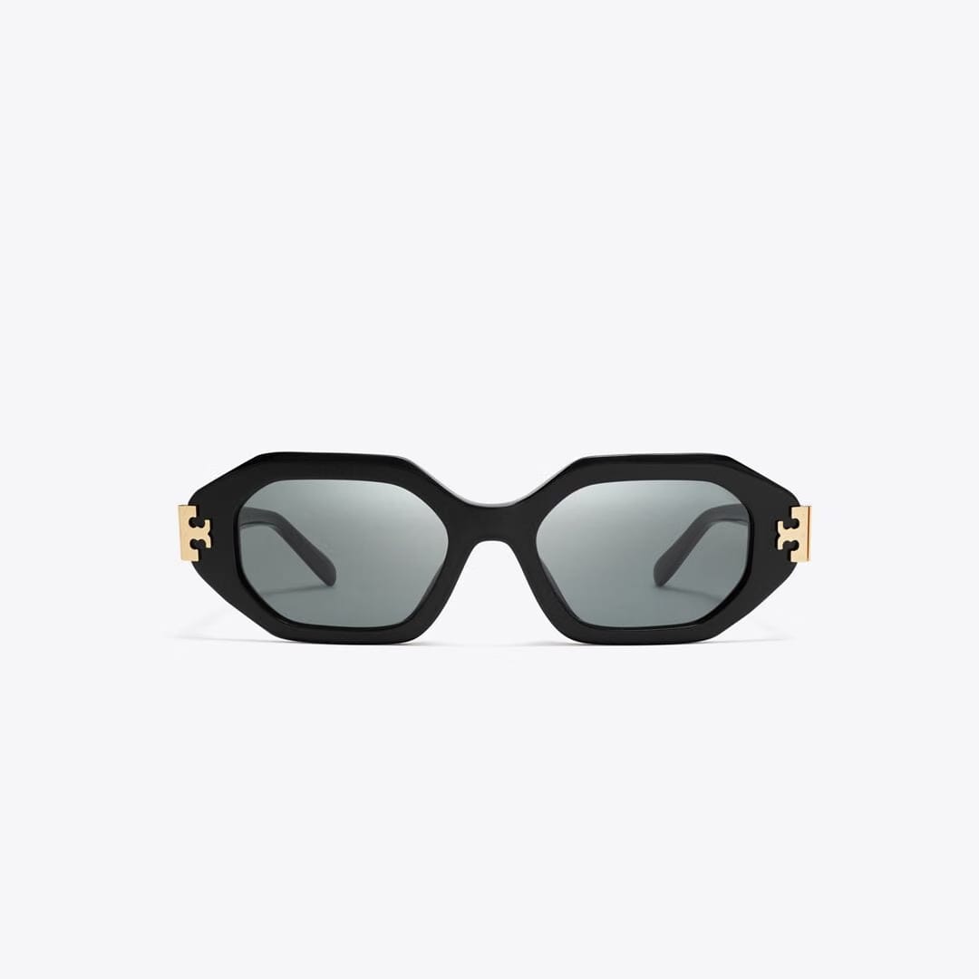 Tory Burch Eleanor Geometric Sunglasses BLACK/DARK GRAY