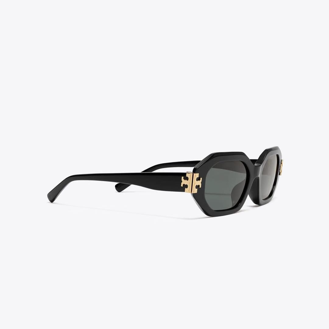 Tory Burch Eleanor Geometric Sunglasses BLACK/DARK GRAY
