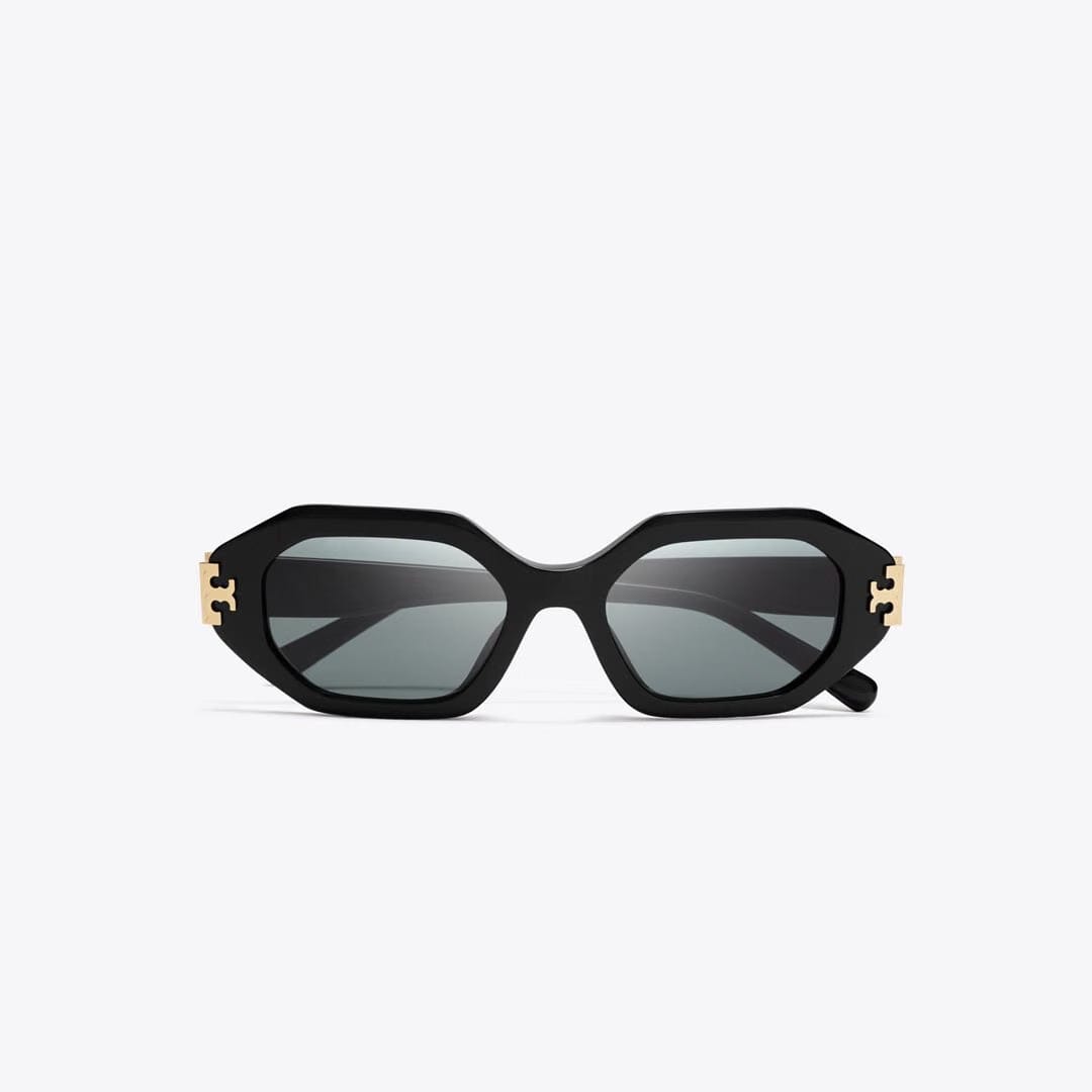 Tory Burch Eleanor Geometric Sunglasses BLACK/DARK GRAY