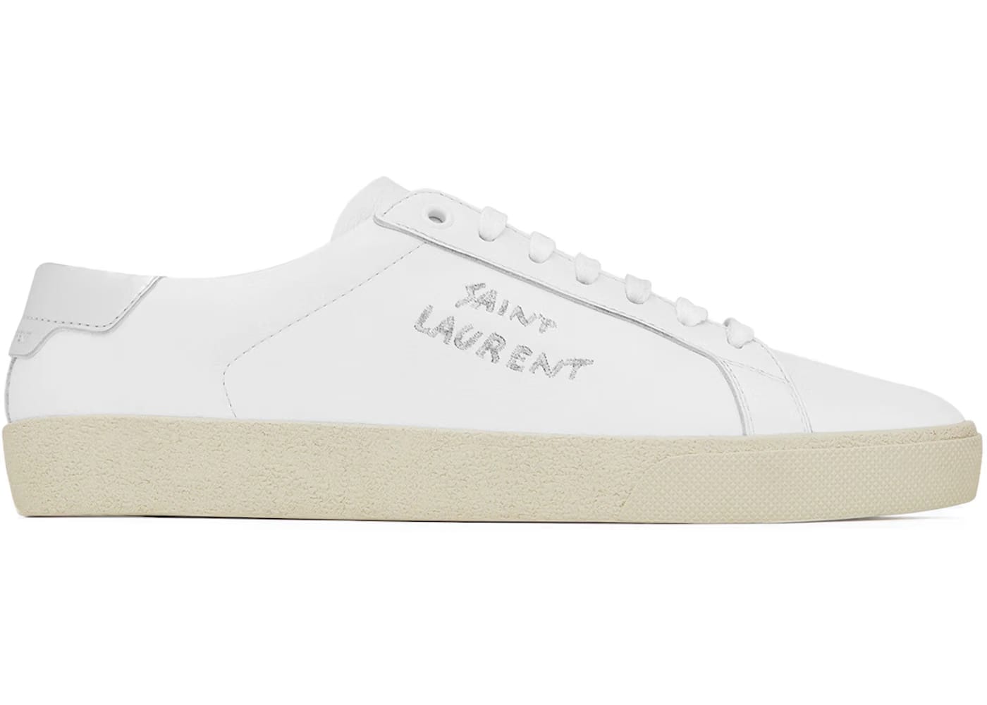 Saint Laurent Court Classic SL/06 Low Embroidered Metallic White