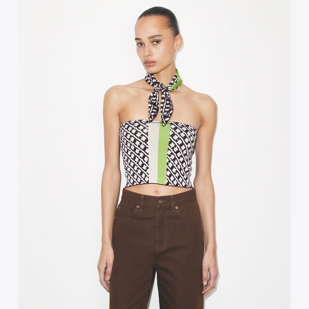 Tory Burch T Link Silk Neckerchief Green T Link