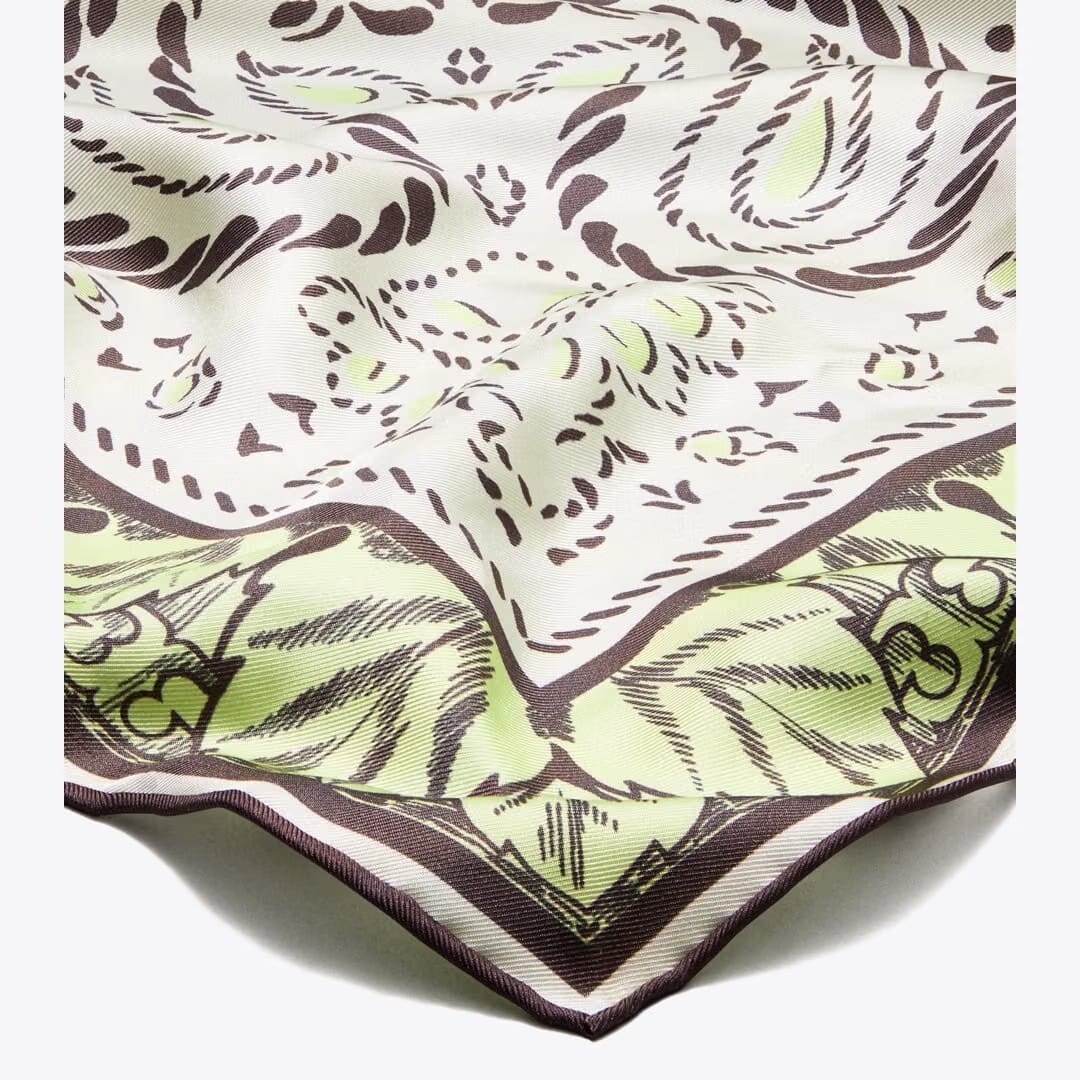 Tory Burch Oversized Cockatoo Bandana Square Scarf Mint Cockatoo