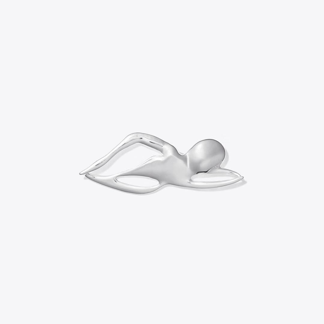 Tory Burch Swimmer Brooch Light Silver