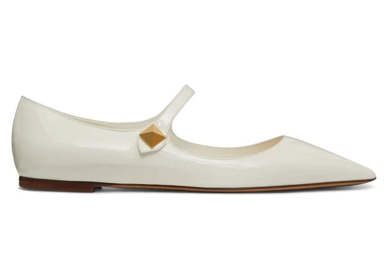 Valentino Garavani Tiptoe Pointed Toe Ballerinas Ivory (Women's)
