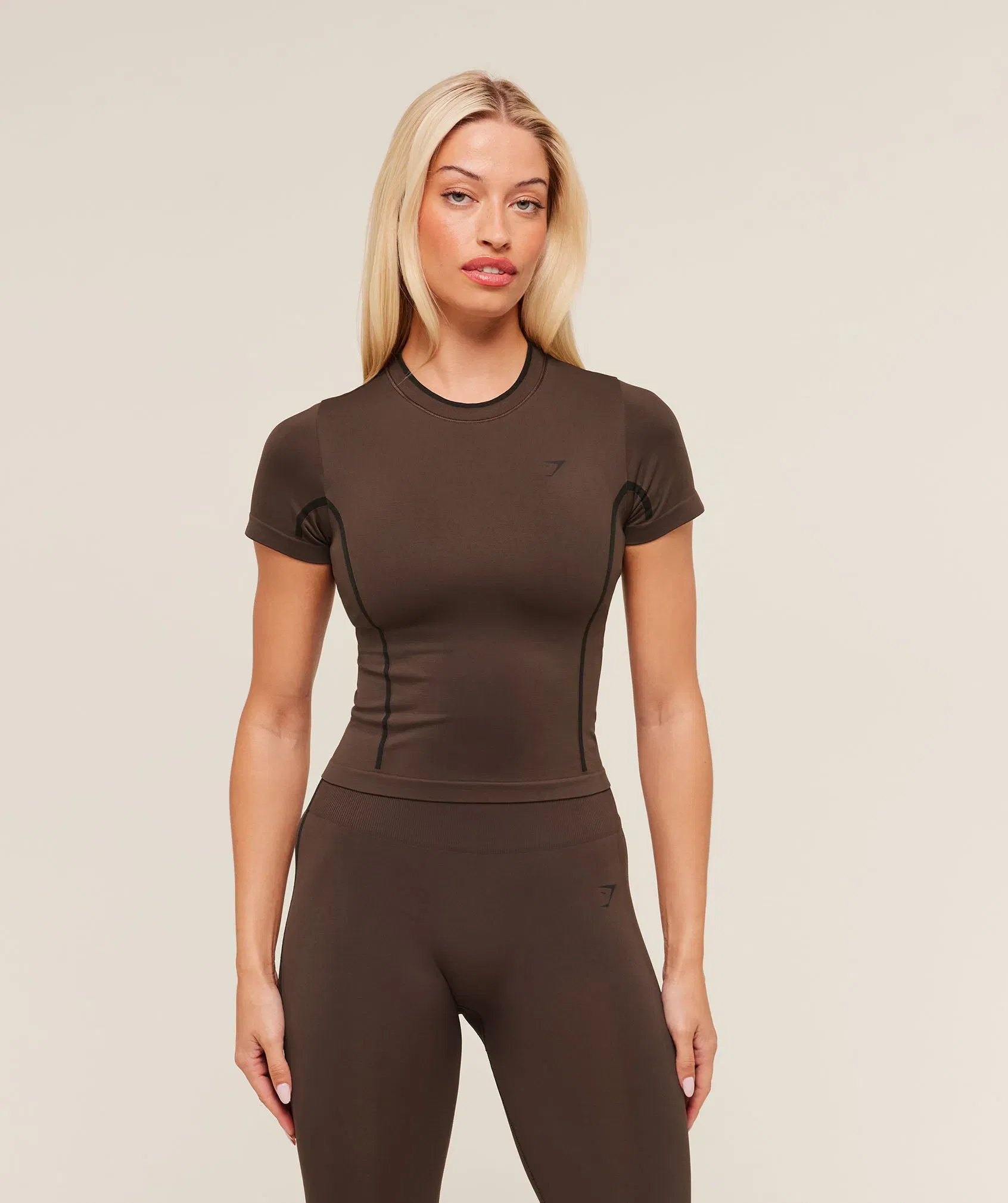 Women's Gymshark Everyday Seamless Contrast T-Shirt GS Archive Brown