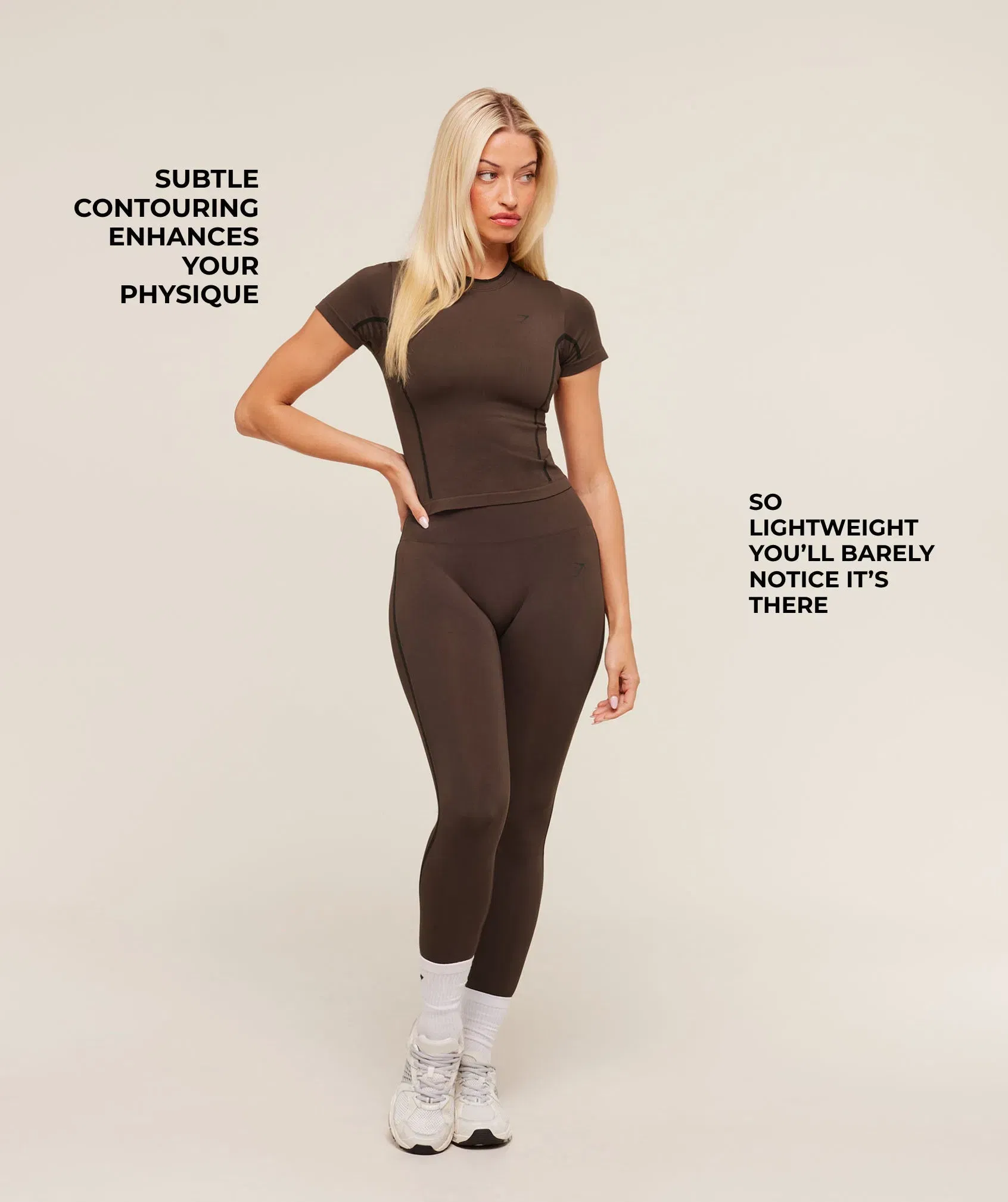 Women's Gymshark Everyday Seamless Contrast T-Shirt GS Archive Brown