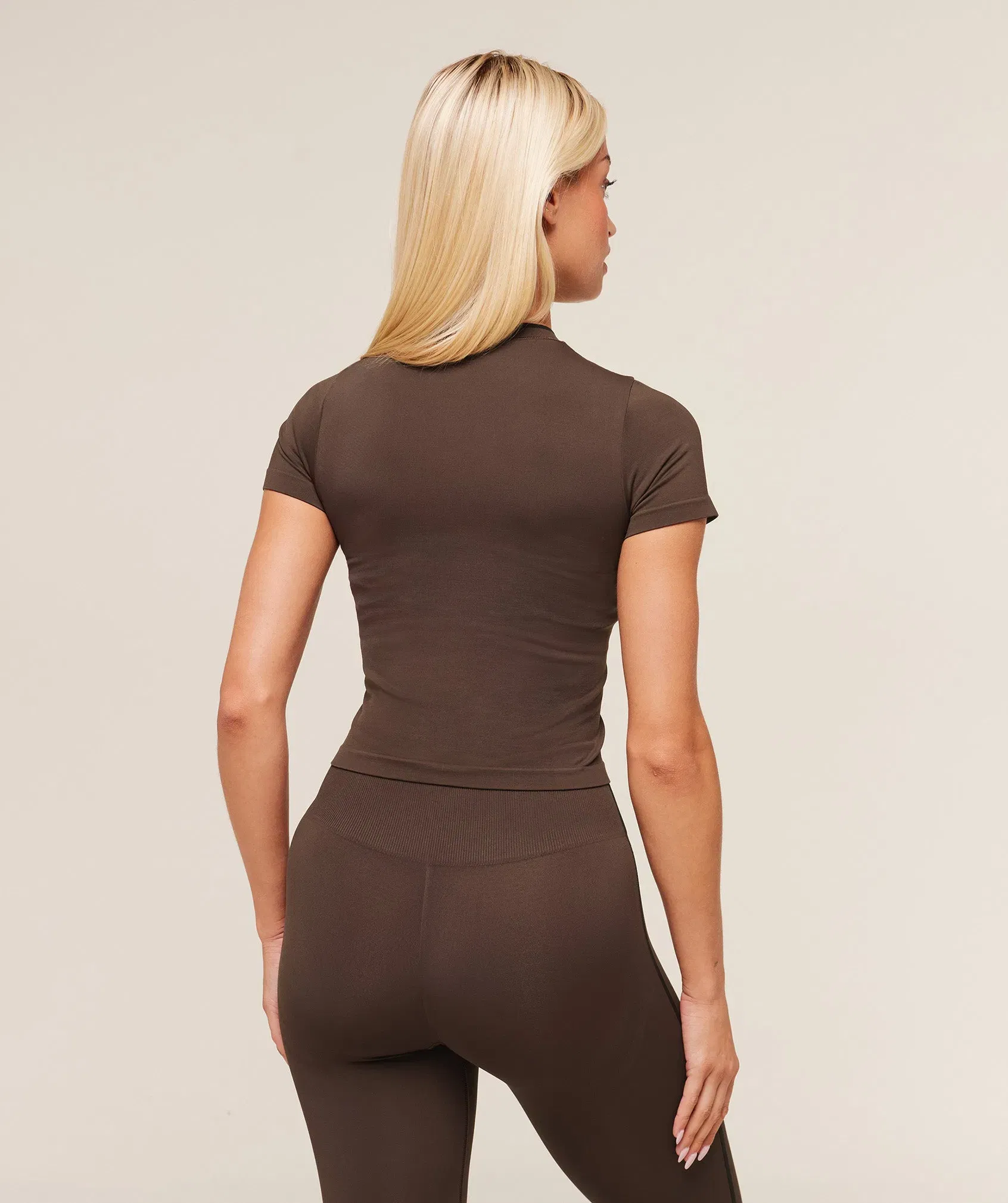 Women's Gymshark Everyday Seamless Contrast T-Shirt GS Archive Brown