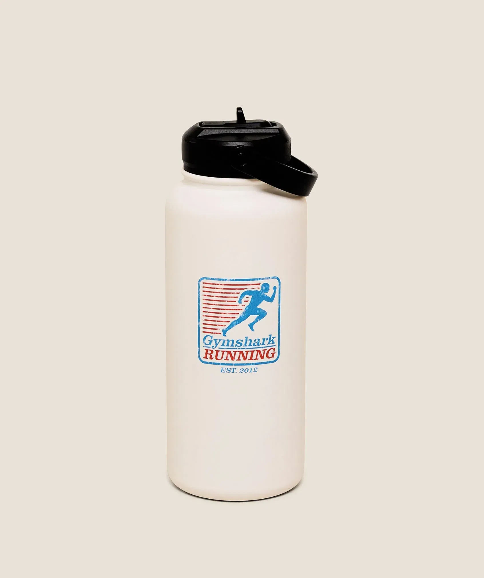 Gymshark Run Club Graphic Metal 1L W Straw Bottle Gs Soft White