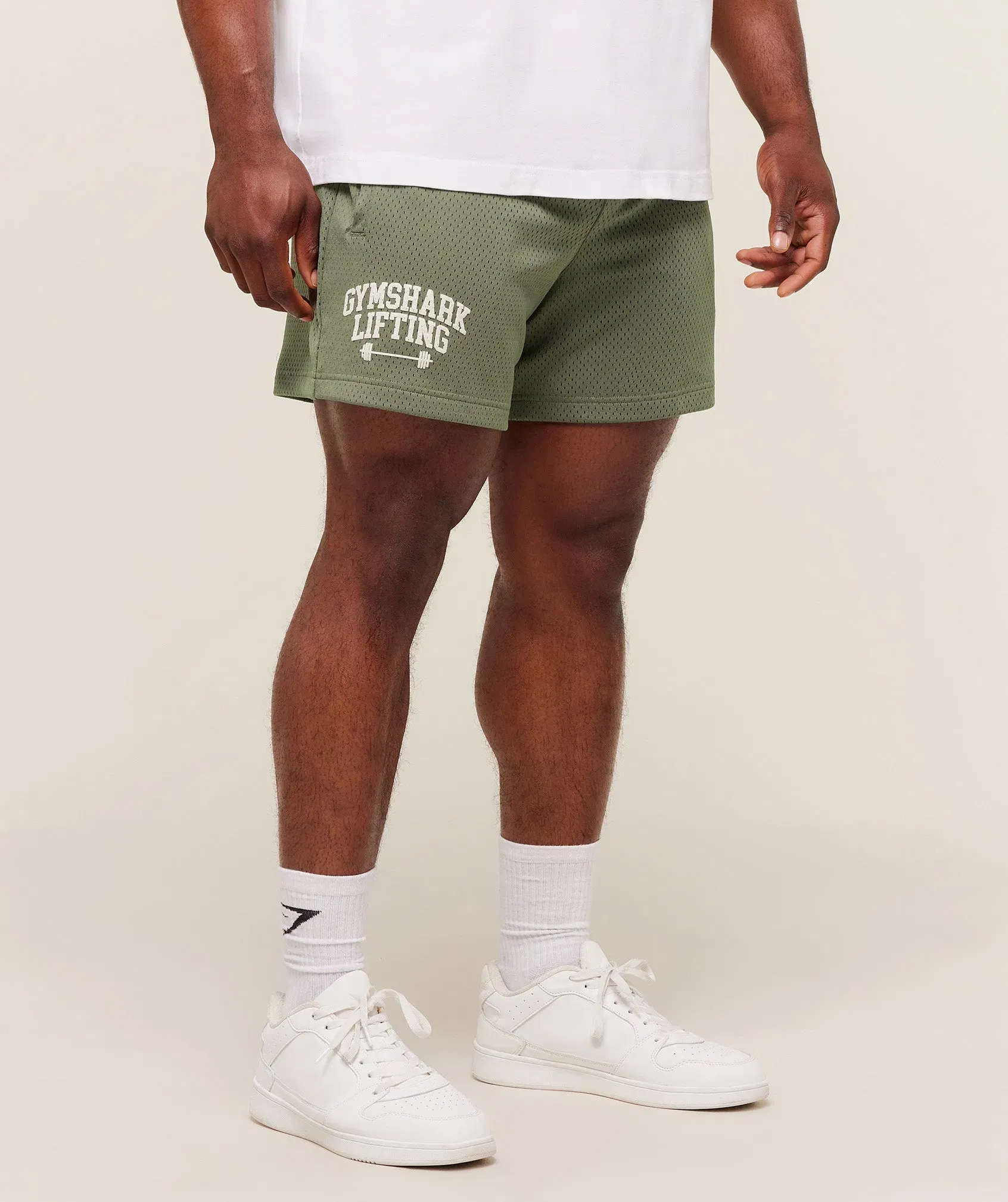 Gymshark Lifting Barbell Mesh 5" Short Base Green