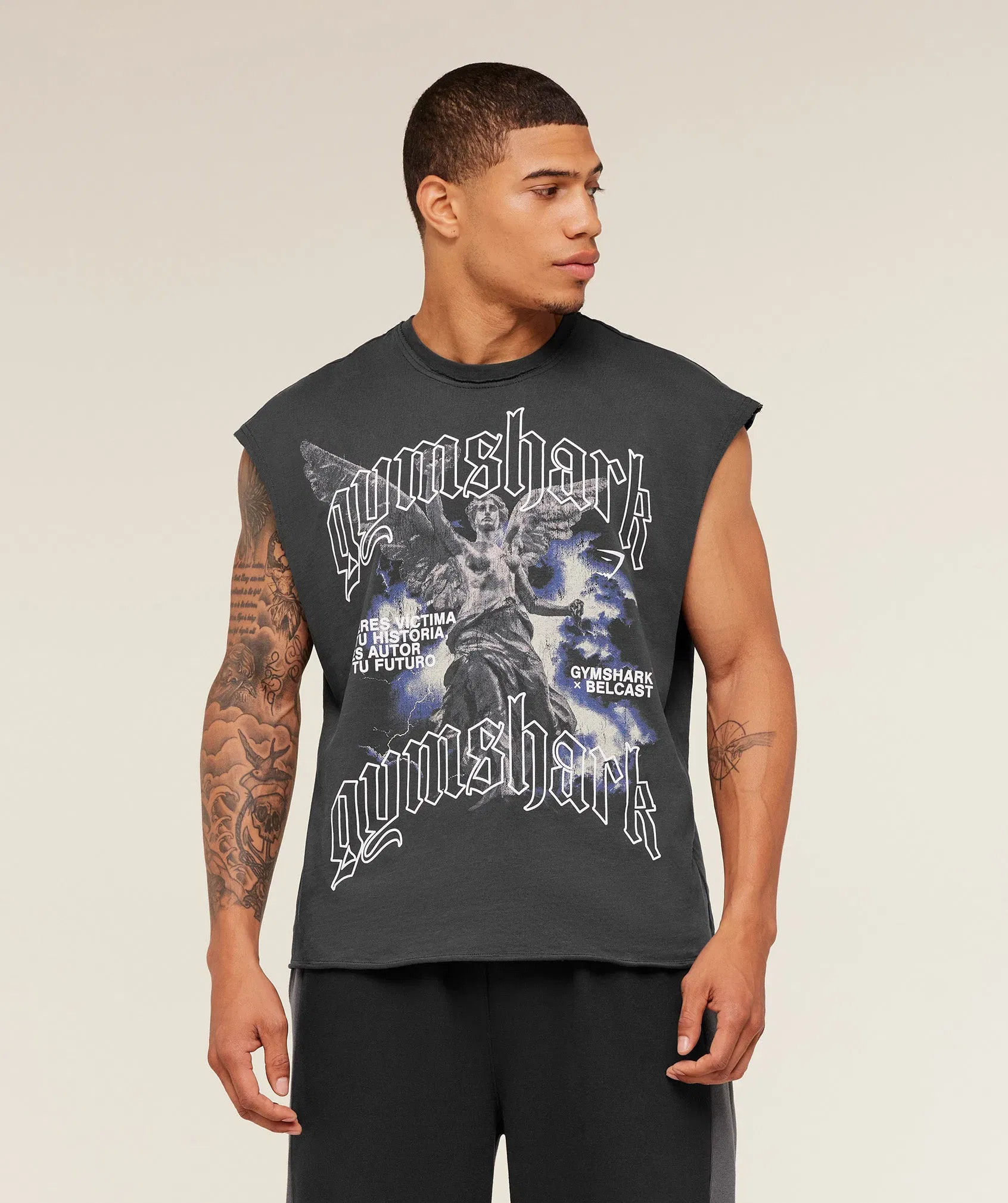 Gymshark Gymshark X Carlos Belcast Cut Off Tee Onyx Grey