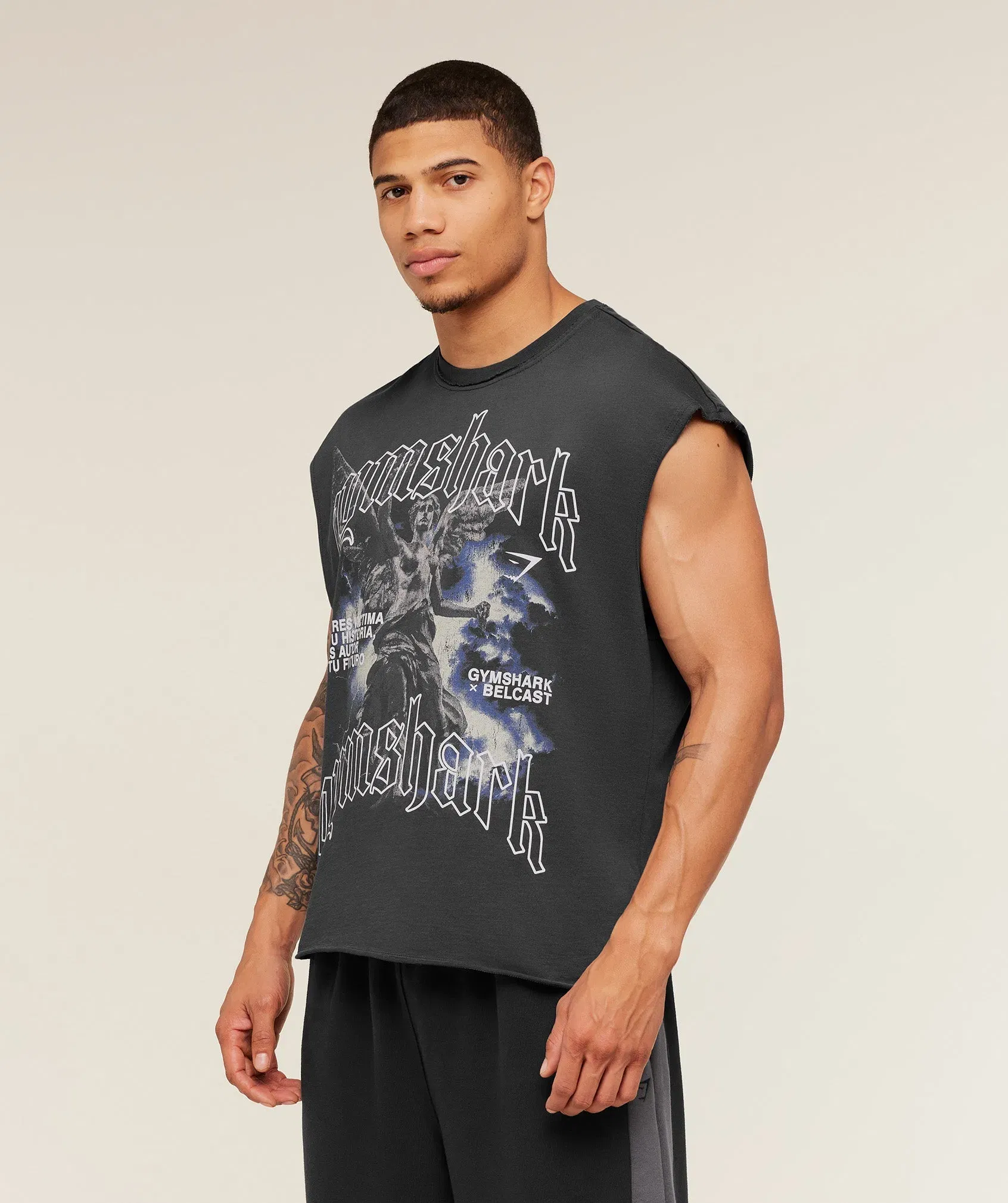 Gymshark Gymshark X Carlos Belcast Cut Off Tee Onyx Grey
