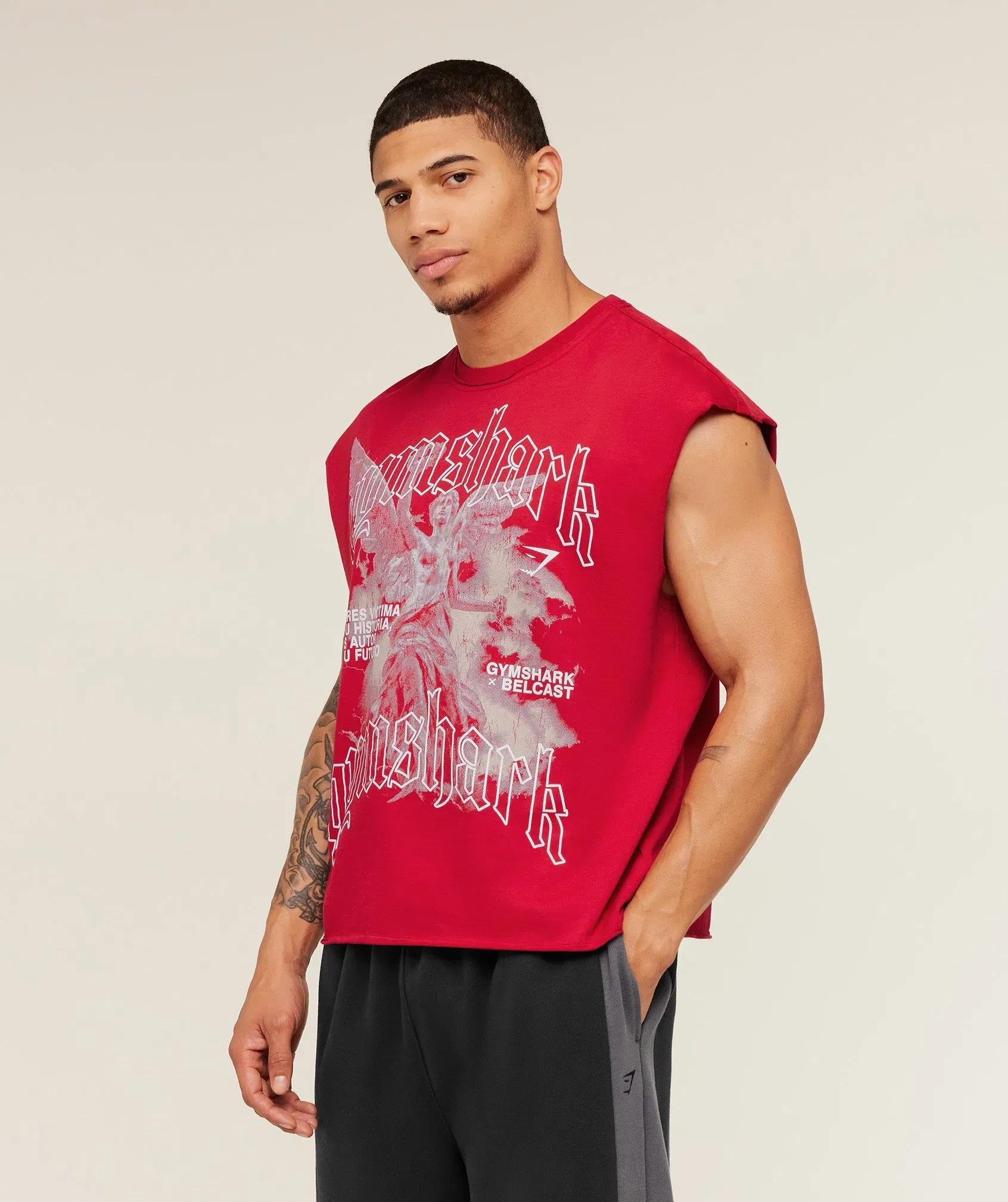 Gymshark Gymshark X Carlos Belcast Cut Off Tee Carmine Red