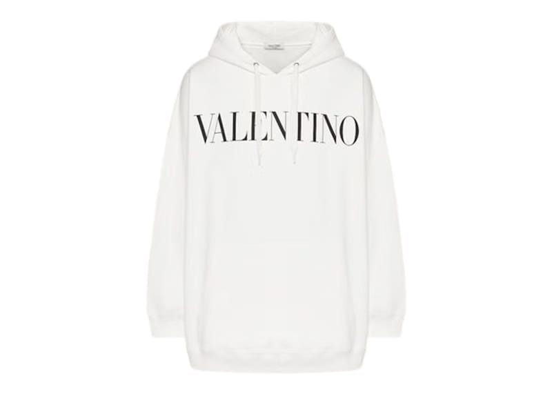 Valentino Logo Oversized Hoodie White/Black
