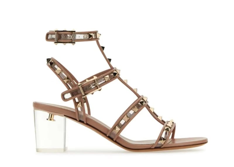 Valentino Garavani Rockstud Ankle Block-Heeled Sandals Pink (Women's)