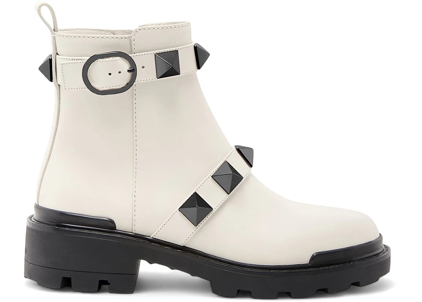 Valentino Roman Stud Combat Boot Ivory (Women's)