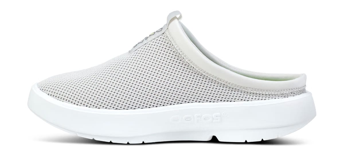 Oofos Women's Mesh Slipper White & Gray