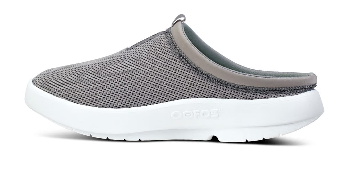 Oofos Men's Mesh Slipper White & Slate