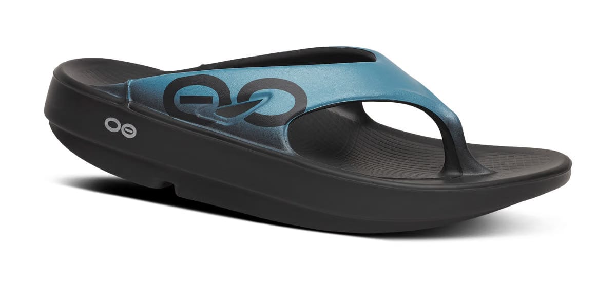 Oofos Men's Sport Sandal Black & Ocean Blue