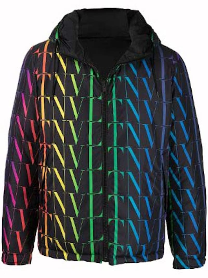 Valentino VLTN Allover Logo Reversible Down Jacket Black/Multicolor