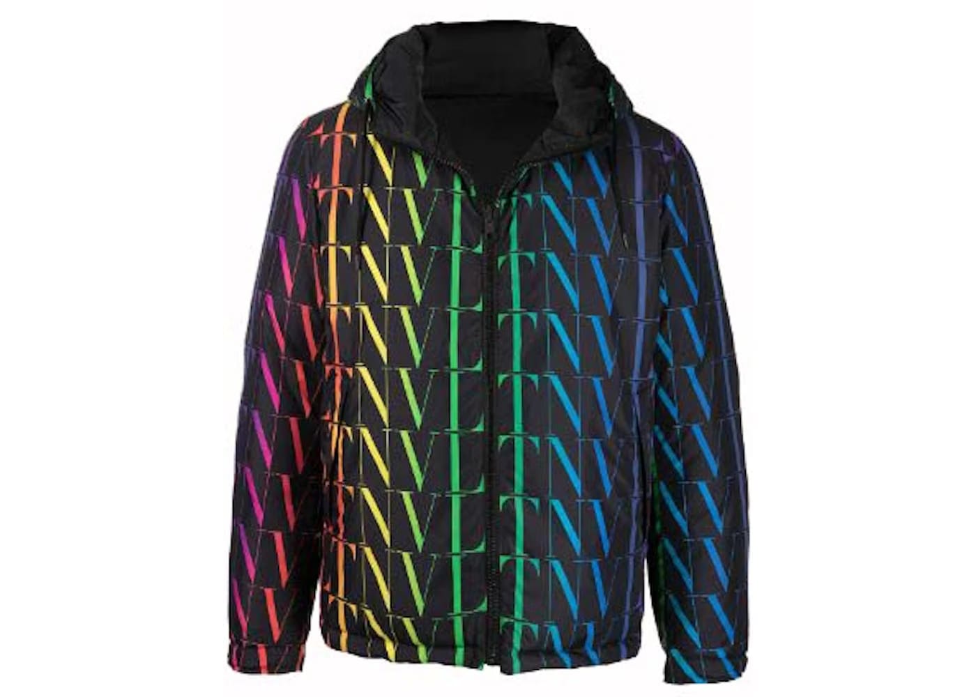 Valentino VLTN Allover Logo Reversible Down Jacket Black/Multicolor
