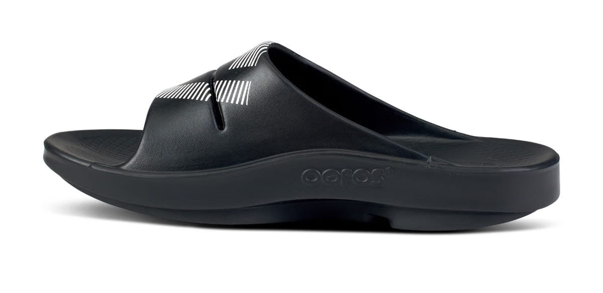 Oofos Men's Sport Slide White & Black