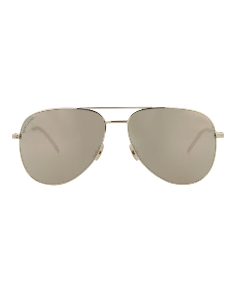 Saint Laurent Aviator-Frame Metal Sunglasses Gold/Gold/White (CLASSIC11-30000163-067)