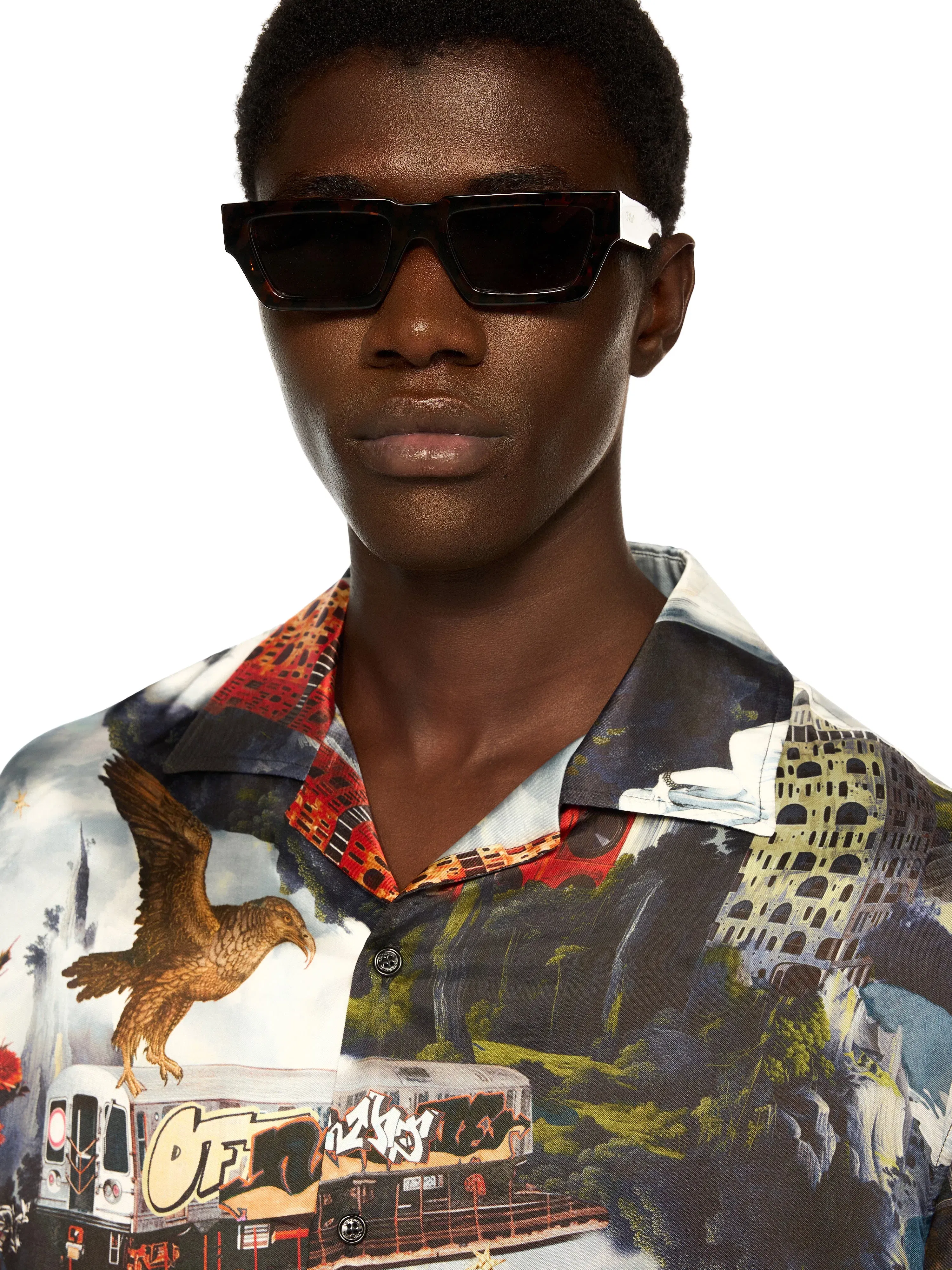 Off-White World Paint Viscose Bowling Shirt