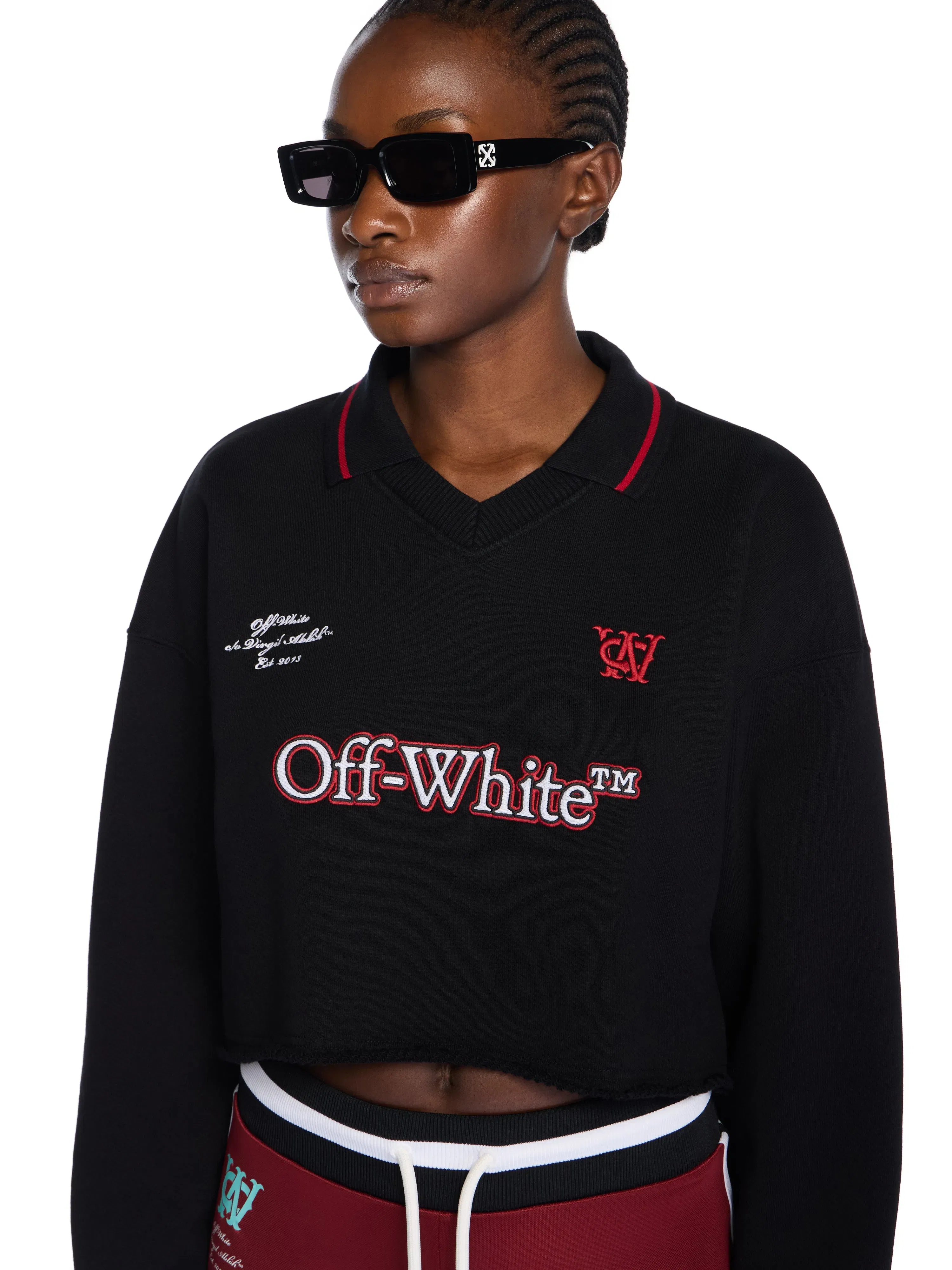 Off-White Sporty Crop Polo Logo Sweatshirt