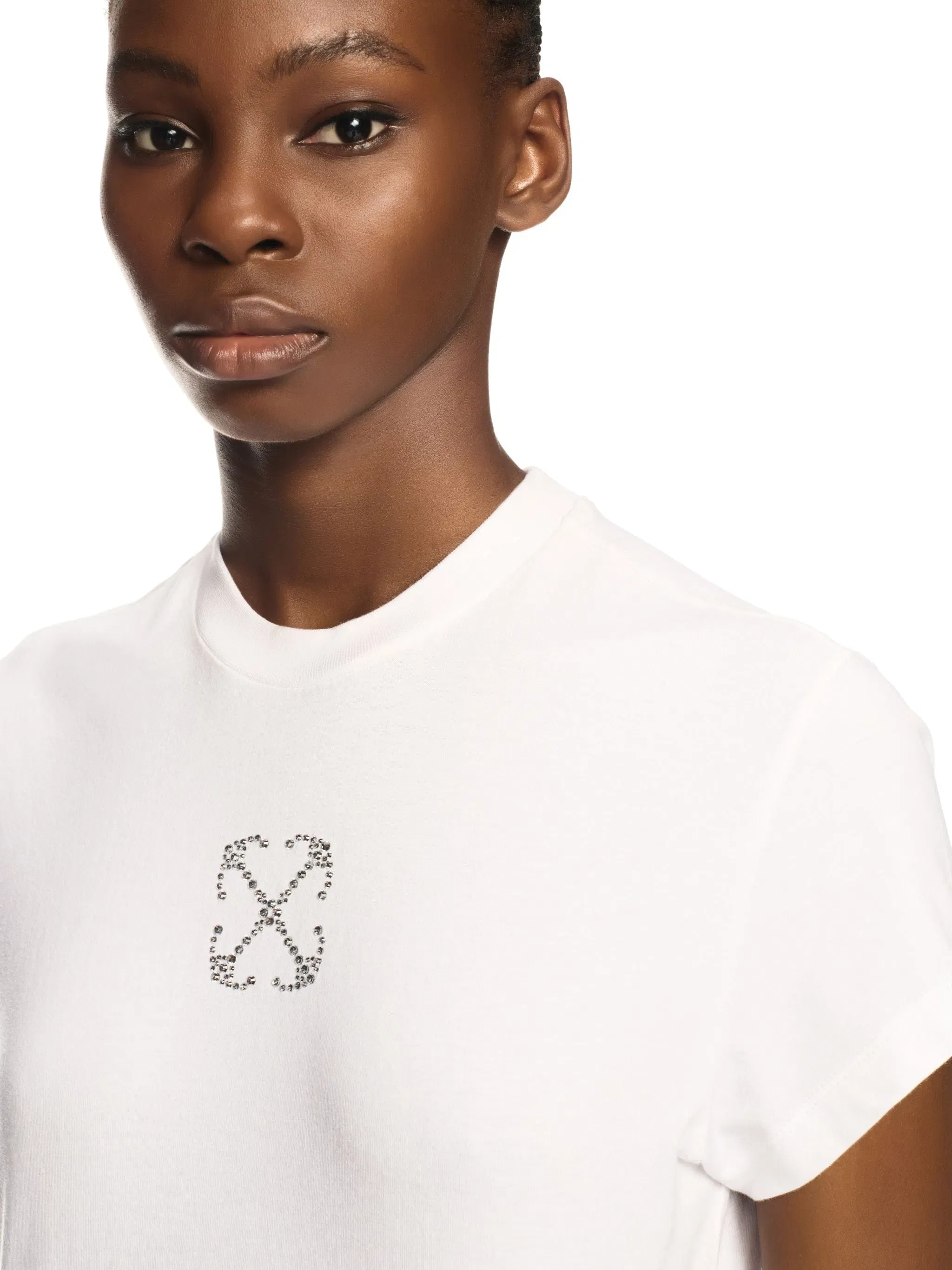 Off-White Jewel Mini Arrow Fitted Tee White Silver