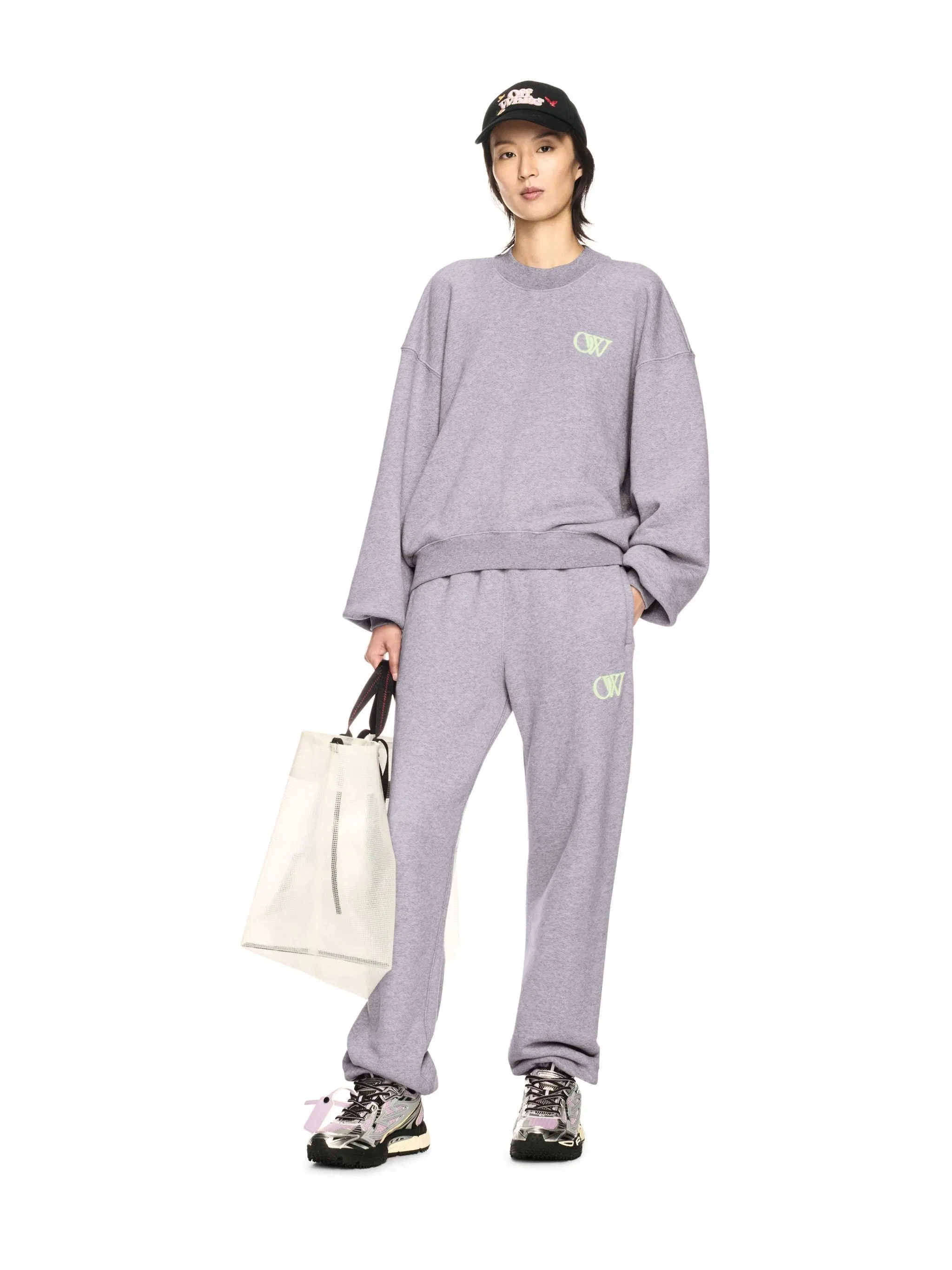 Off-White Gray Embroidered Ow Sweatpants