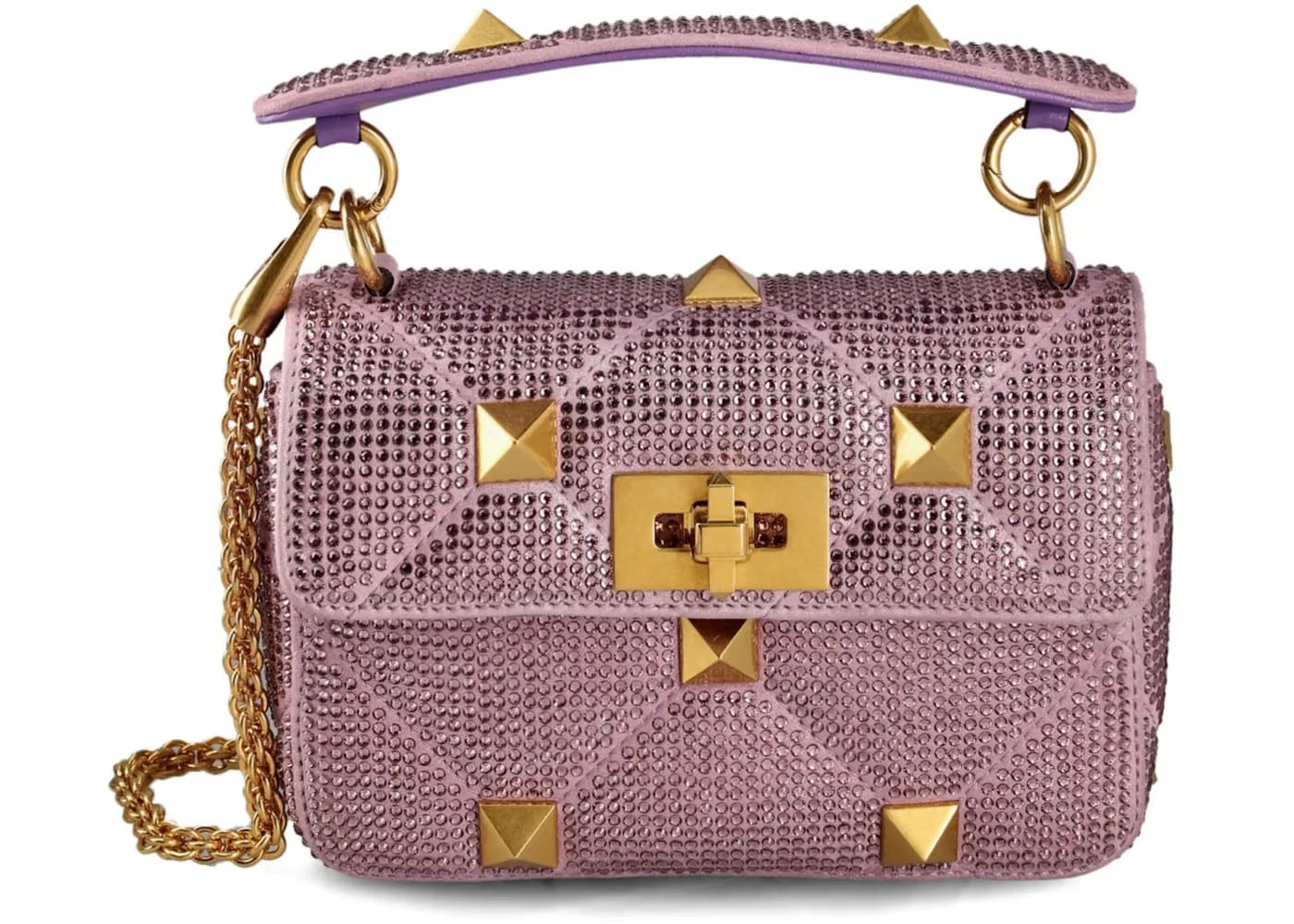 Valentino Roman Stud Chain-Linked Medium Shoulder Shoulder Bag Purple