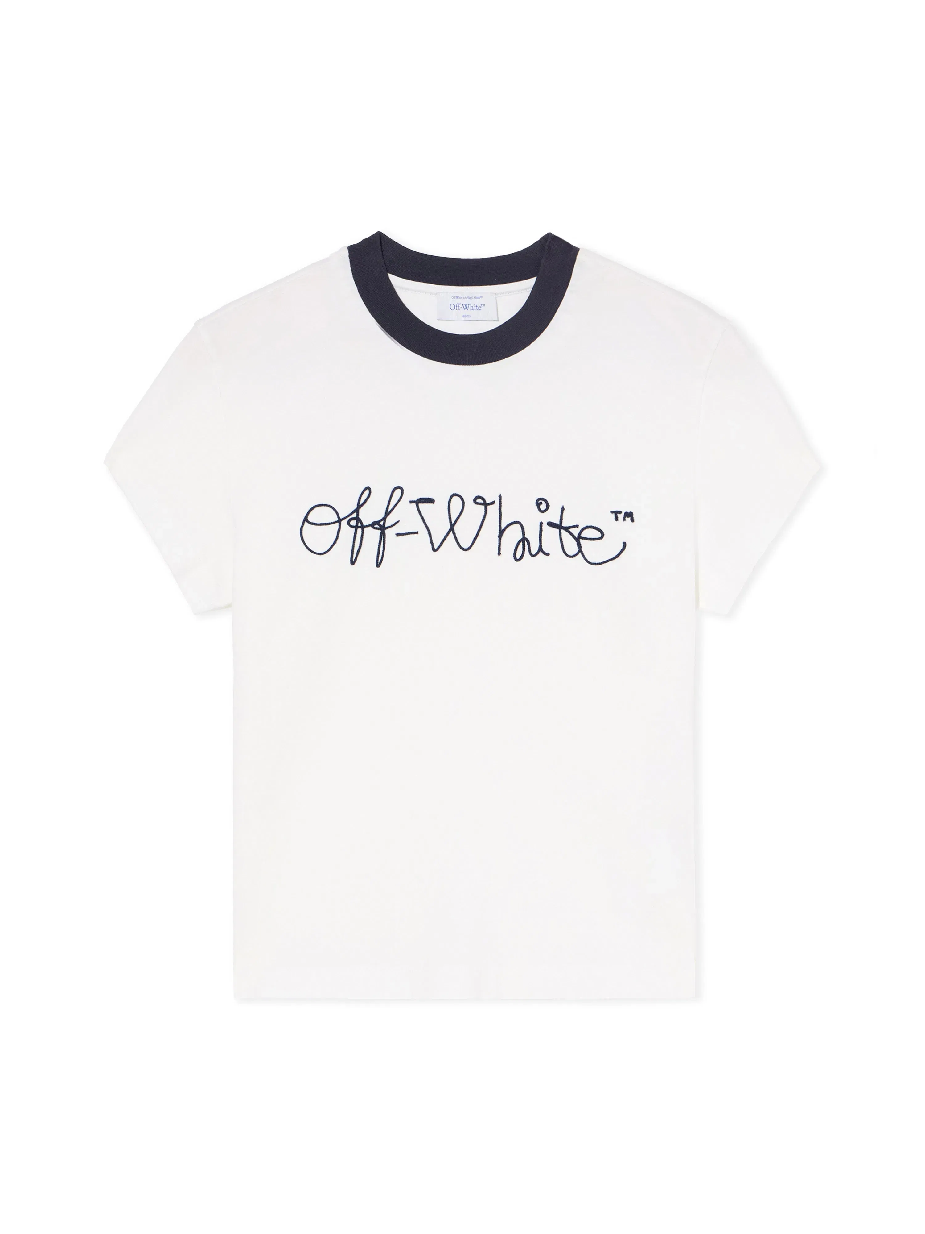 Off-White Embroidered Script Logo Fitted Logo Tee