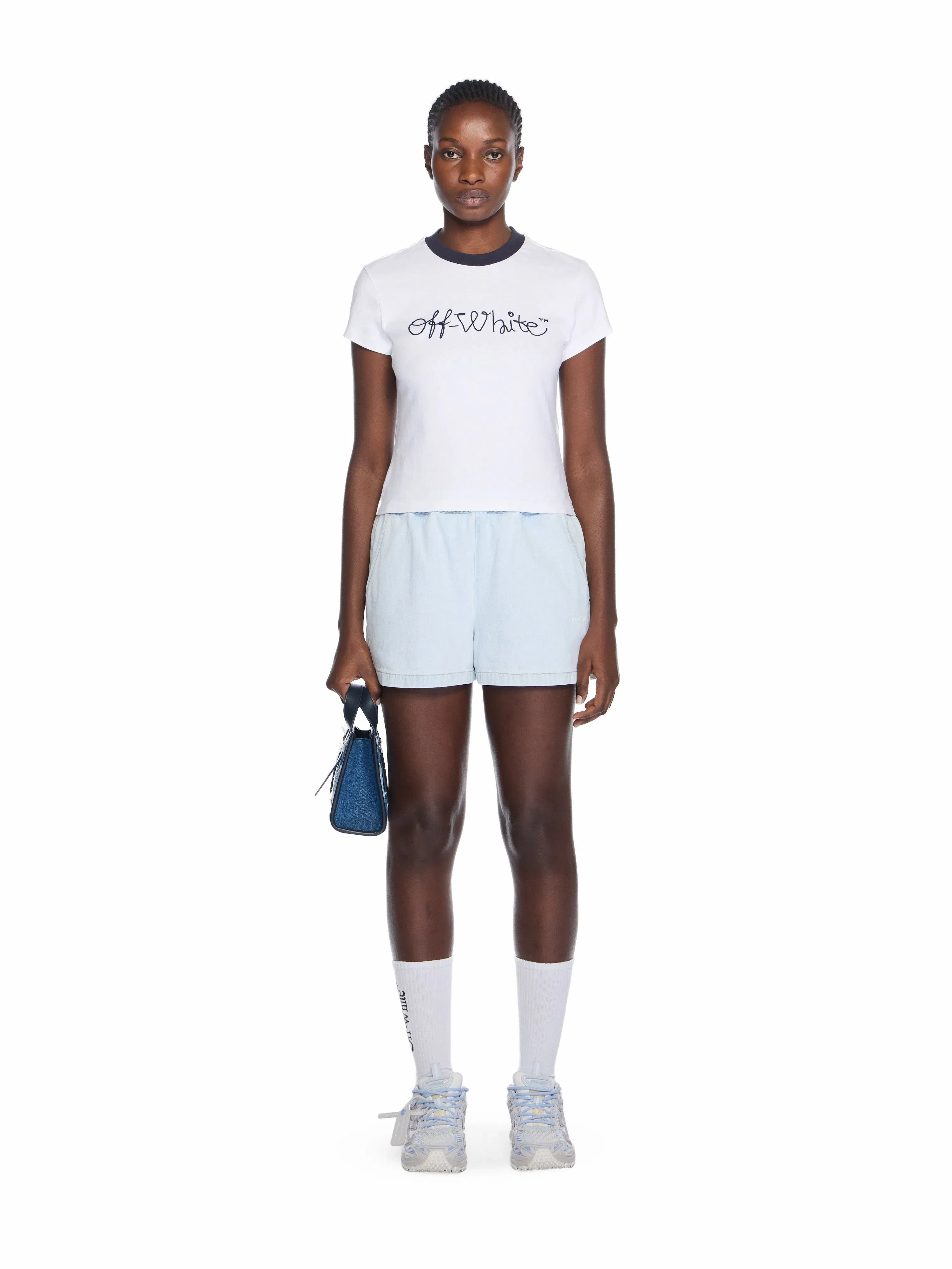 Off-White Embroidered Script Logo Fitted Logo Tee